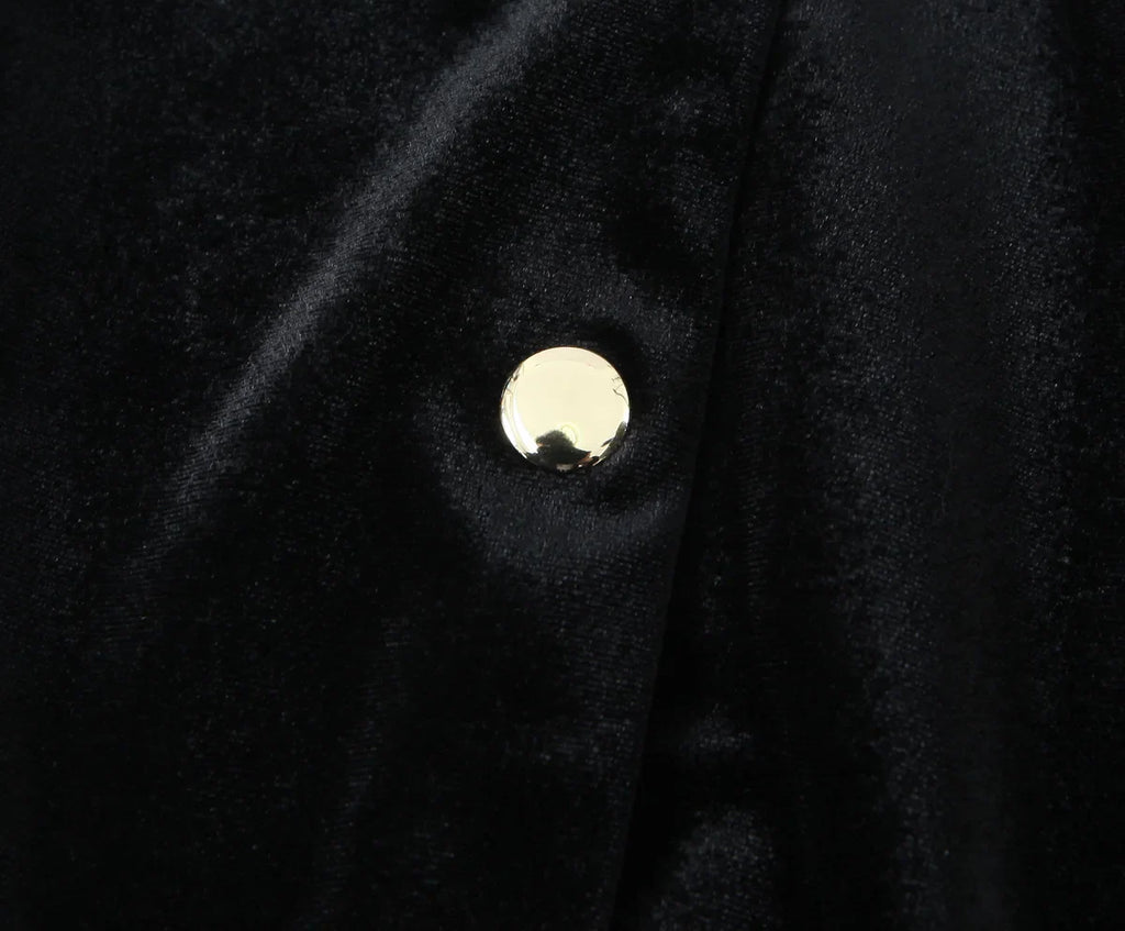 Women's Fashion Velvet Trouser Set with Wide Leg Pants and Long Sleeve Coat Top for Stylish Streetwear Outfit