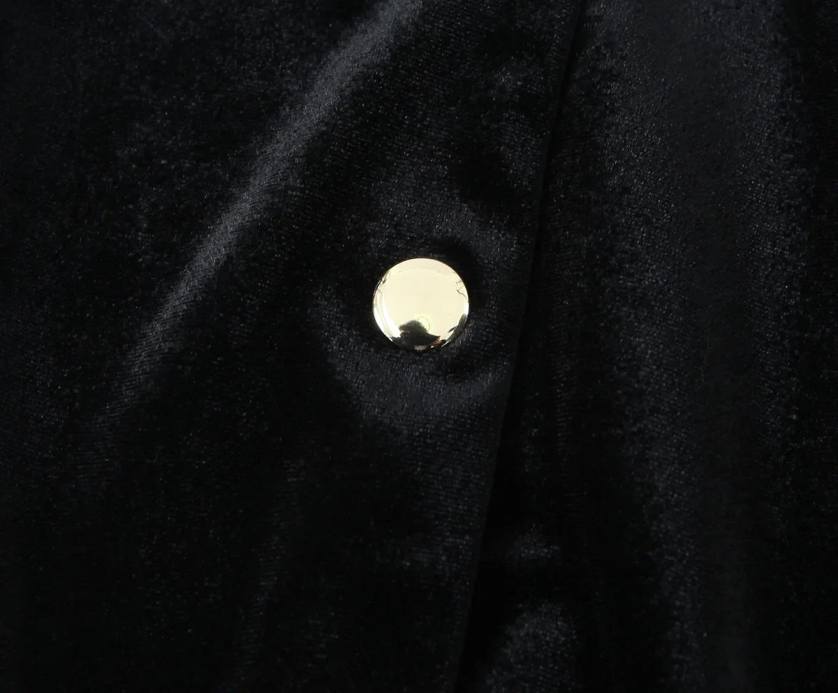 Women's Fashion Velvet Trouser Set with Wide Leg Pants and Long Sleeve Coat Top for Stylish Streetwear Outfit