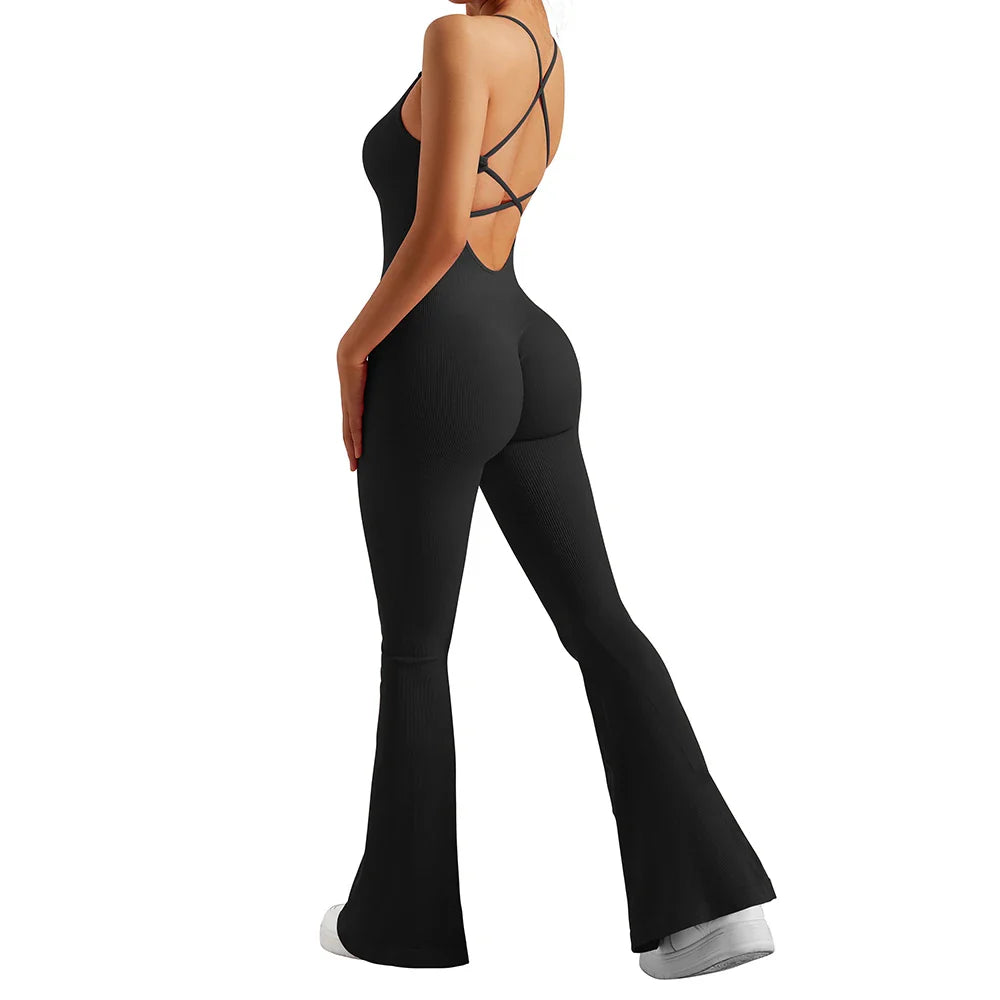 Solid Body-Shaping Sleeveless Skinny Jumpsuit Women Casual Square Collar One Piece Romper Sporty Bodysuit