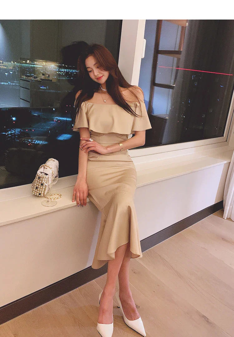 Slash Neck Mermaid Dress For Women Elegant Party Dress