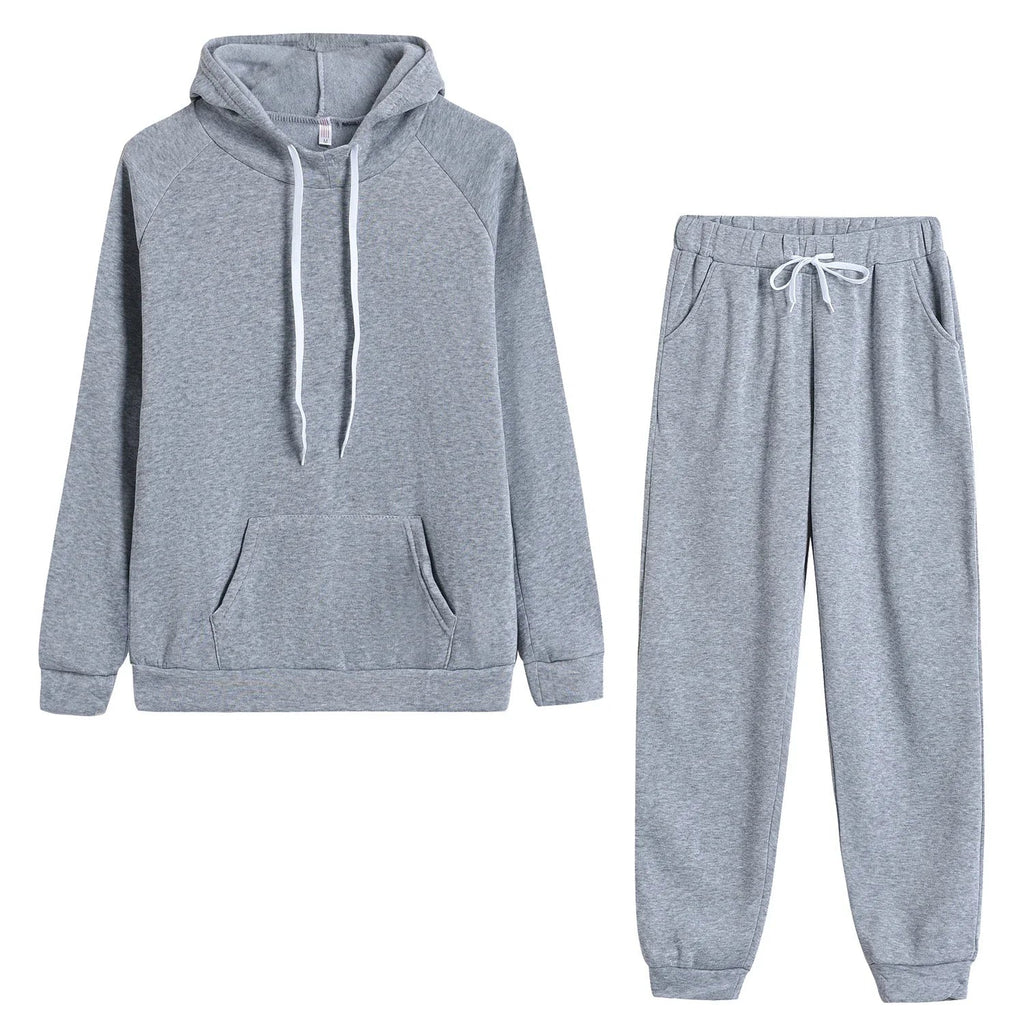 Autumn Winter Women's Fleece Tracksuit Hoodie and Sweatpants Set for Casual Jogging