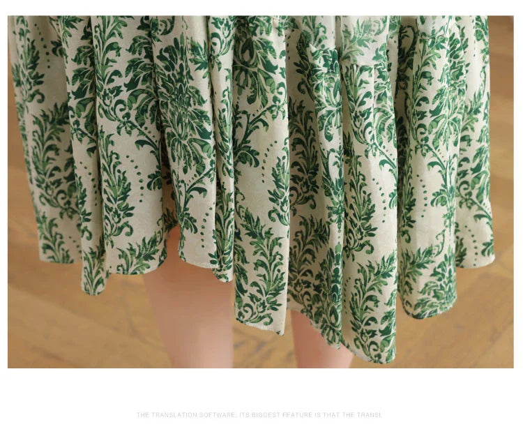 Floral Chiffon Dress For Women V Neck A Line Dress