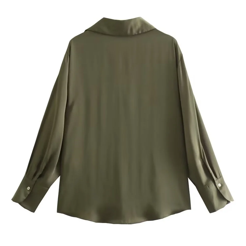 Women's Casual Loose Silk Satin Shirt with Versatile Soft Texture and Elegant Design