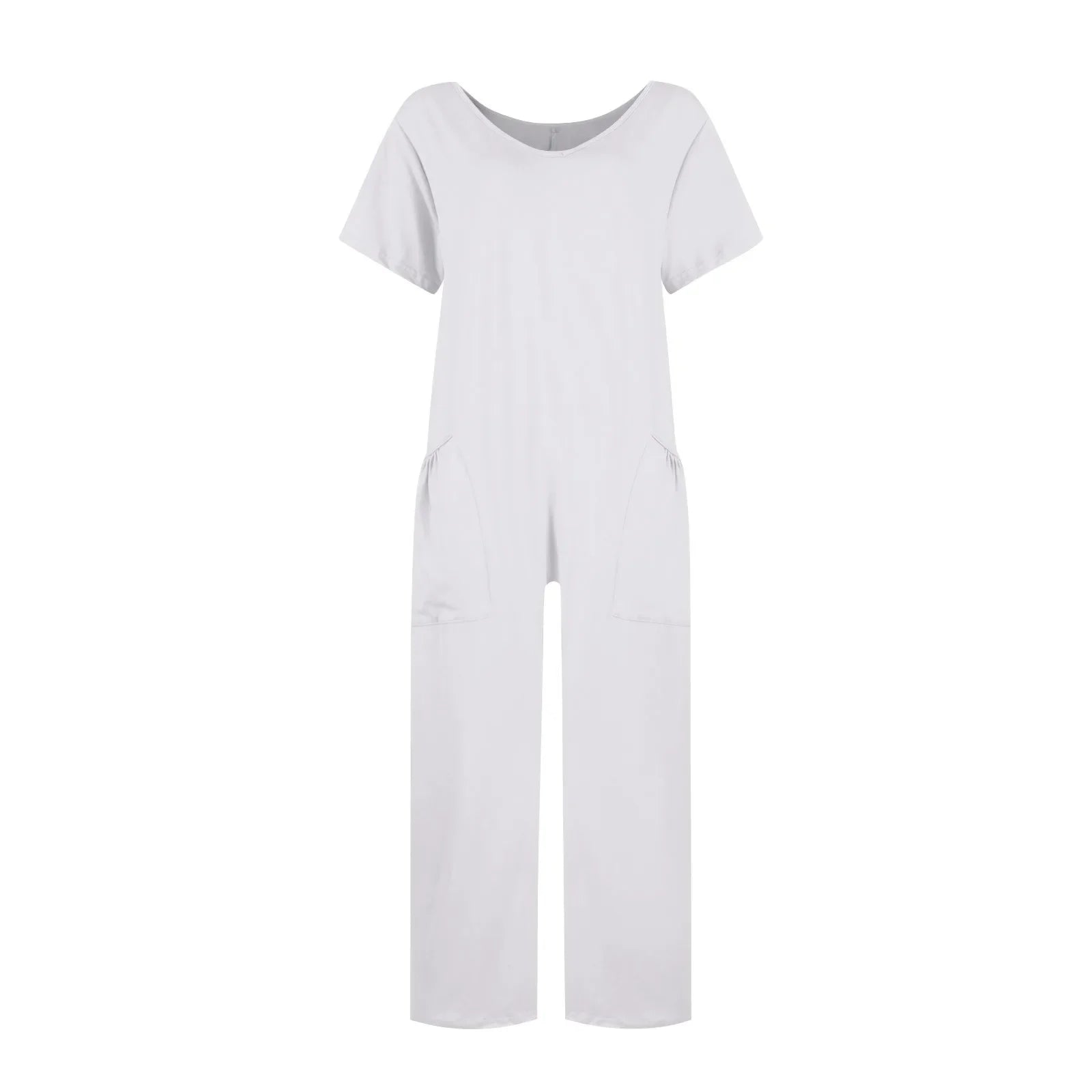 Women's Casual Short Sleeve Pullover Jumpsuit Loose Fit with Pockets Comfortable Lightweight Bodysuit Trendy Summer Romper