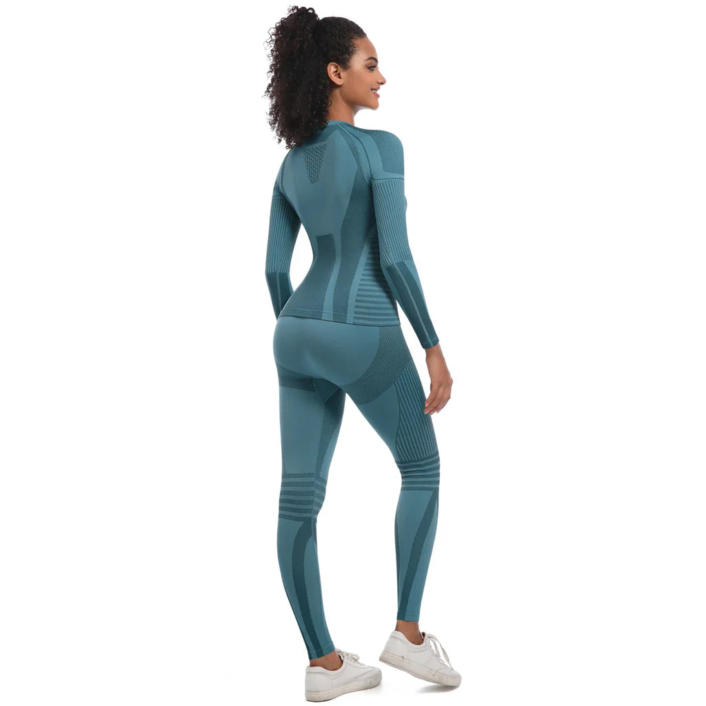 Women Thermal Skiwear Set Yoga and Fitness Workout Suit for Skiing Snowboarding Running and Exercise