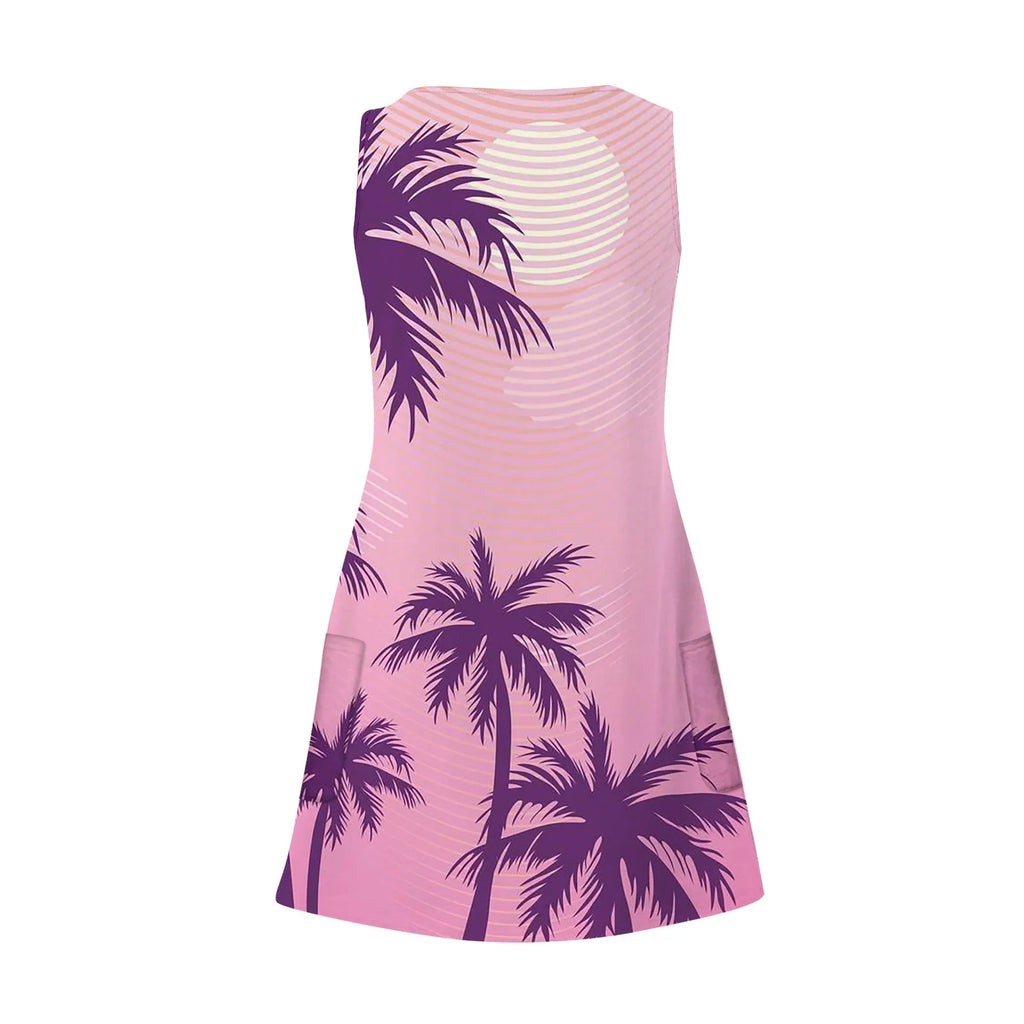 Boho Sundress With Pockets Summer Beach Dress V Neck