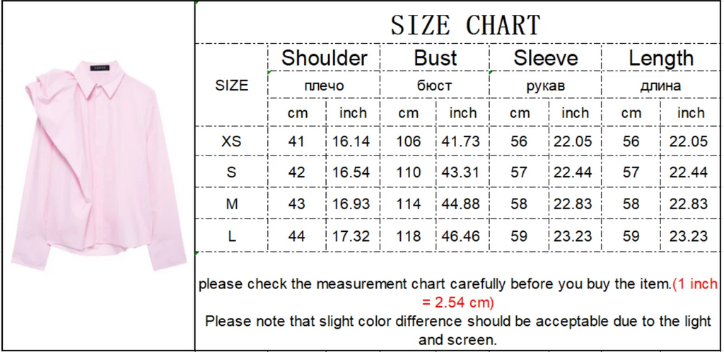 Women Long Sleeve Blouse with Turn Down Collar Pink Spring Top Chic Shoulder Design Office Shirt for Ladies