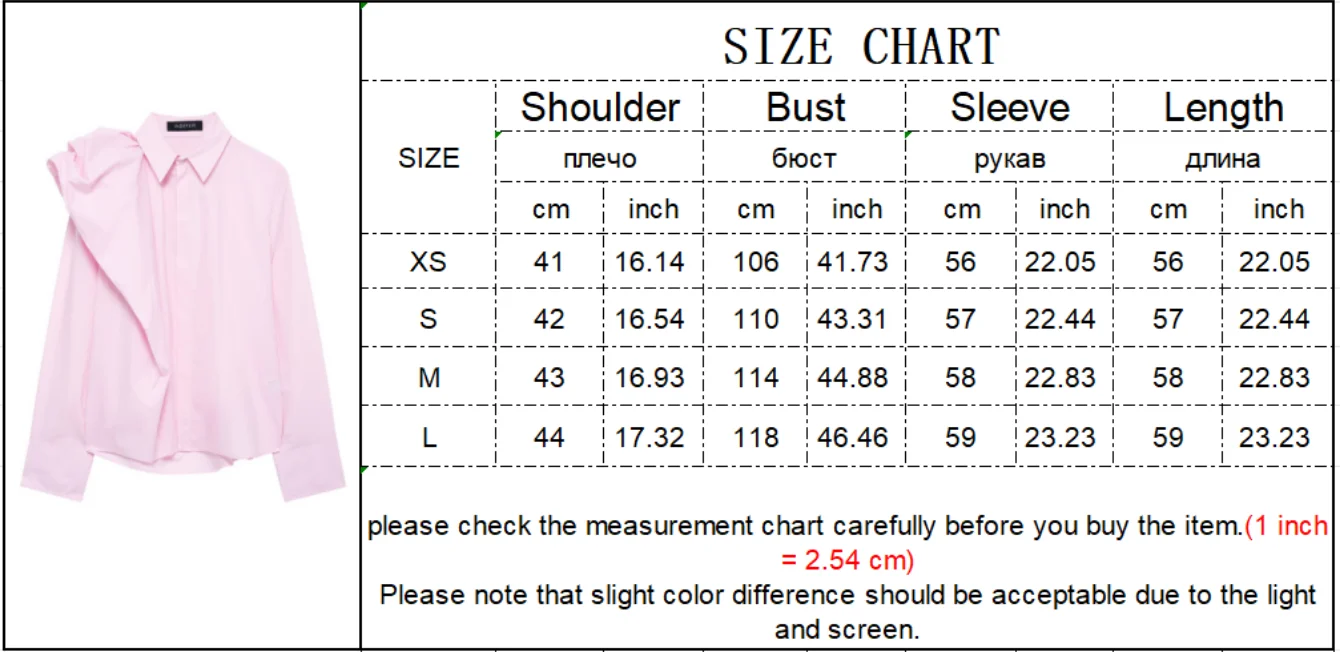 Women Long Sleeve Blouse with Turn Down Collar Pink Spring Top Chic Shoulder Design Office Shirt for Ladies