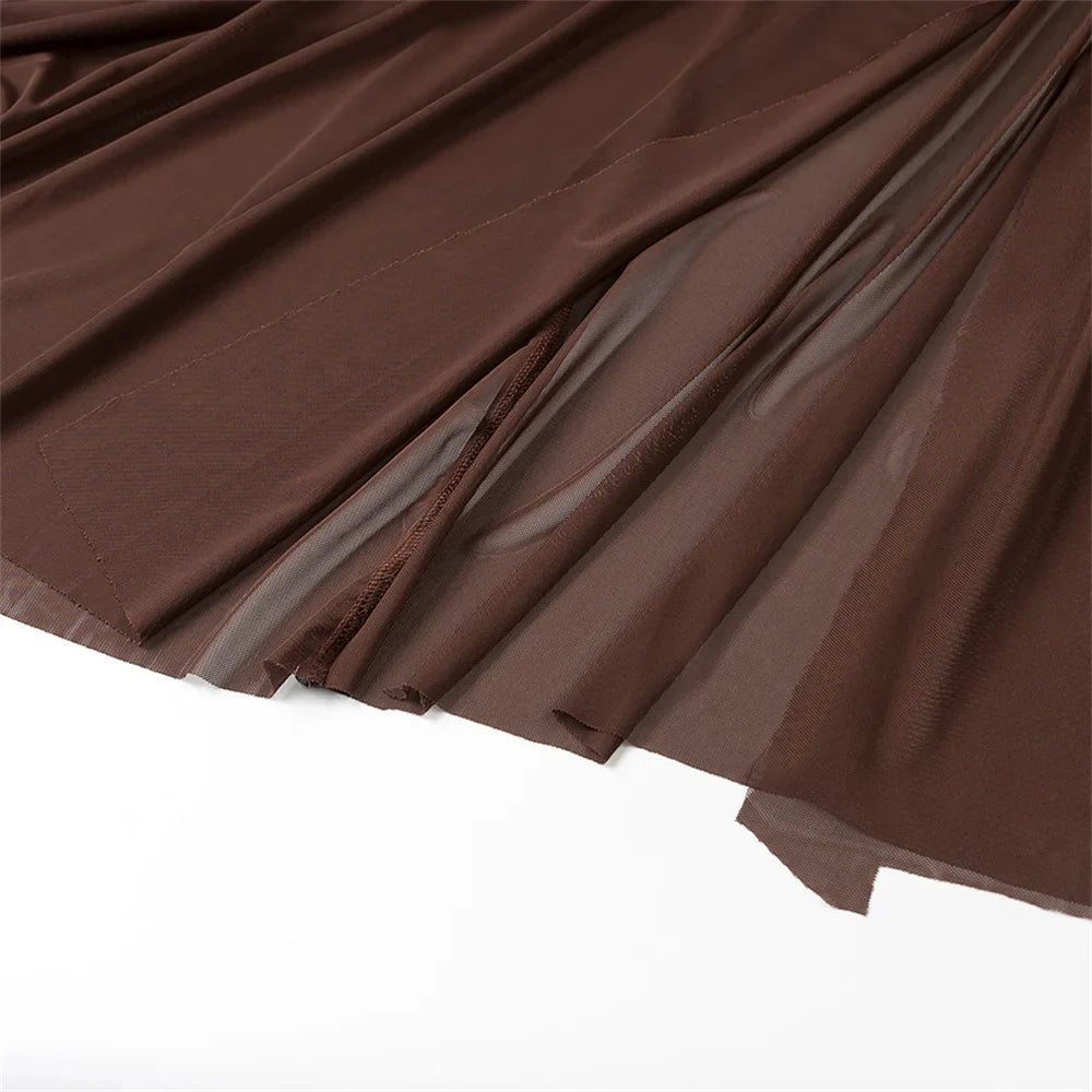 Strapless Mesh Patchwork Dress For Women Spring Summer