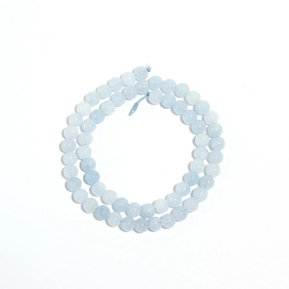 Natural Aquamarine Stone Beads Blue Round Gemstone Beads for DIY Jewelry Making and Accessories