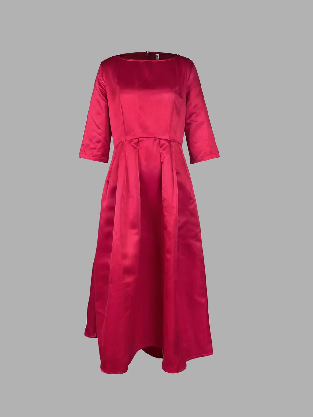 Elegant Banquet Evening Midi Dress Pleated Solid Color