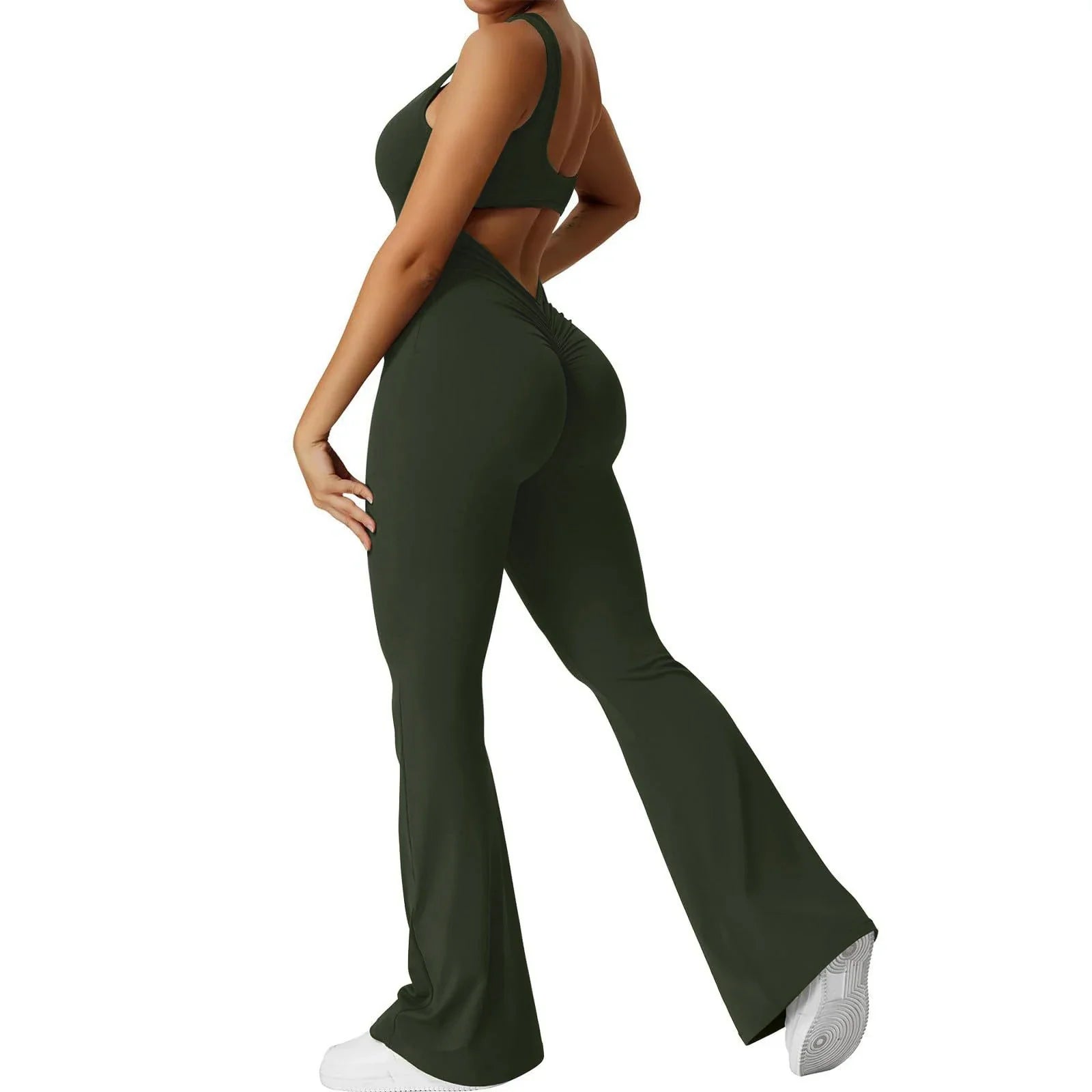Women's Sexy Backless One-Piece Suit with Flared Pants for Sports Fitness Yoga and Casual Wear