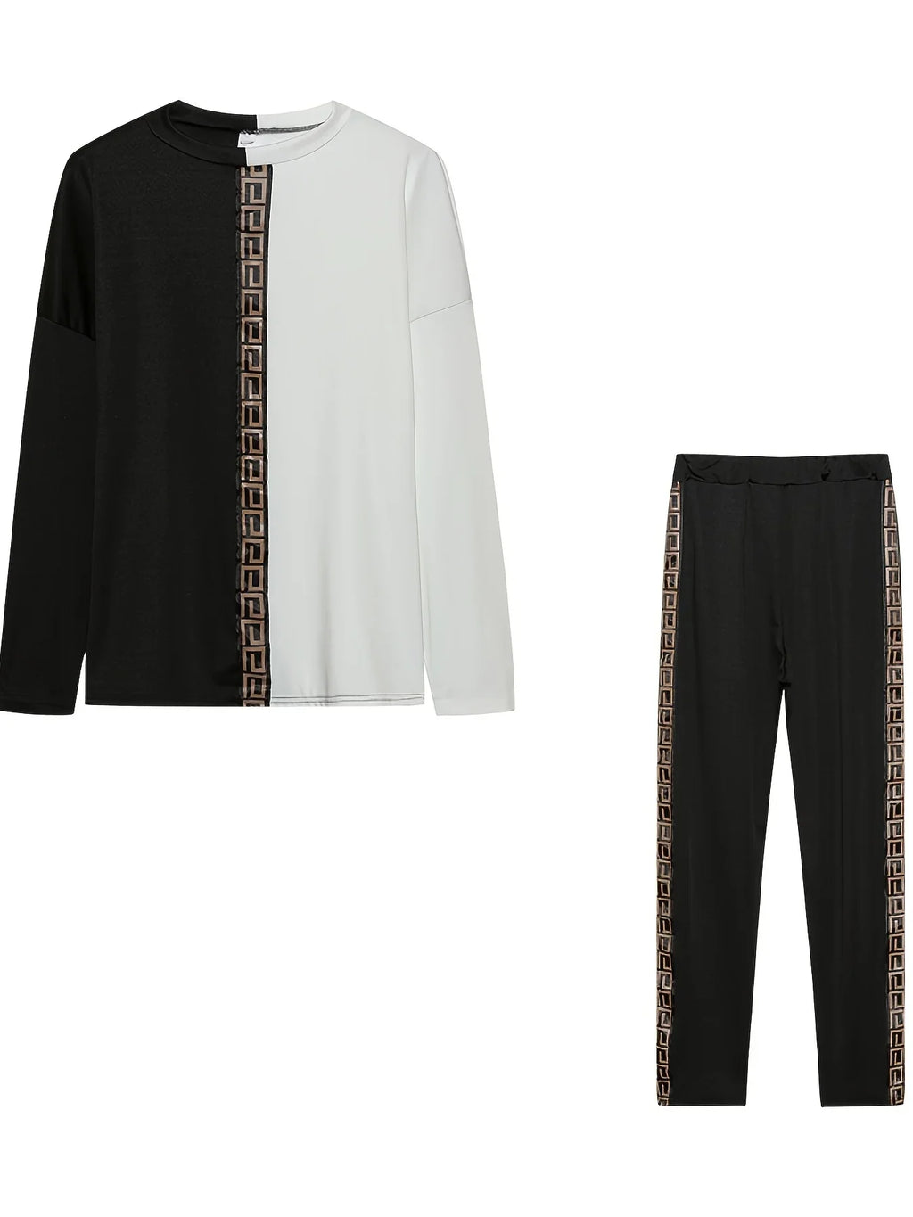 Women's Fashion Contrast Printed Long Sleeve Loose Casual Suit for Autumn and Winter