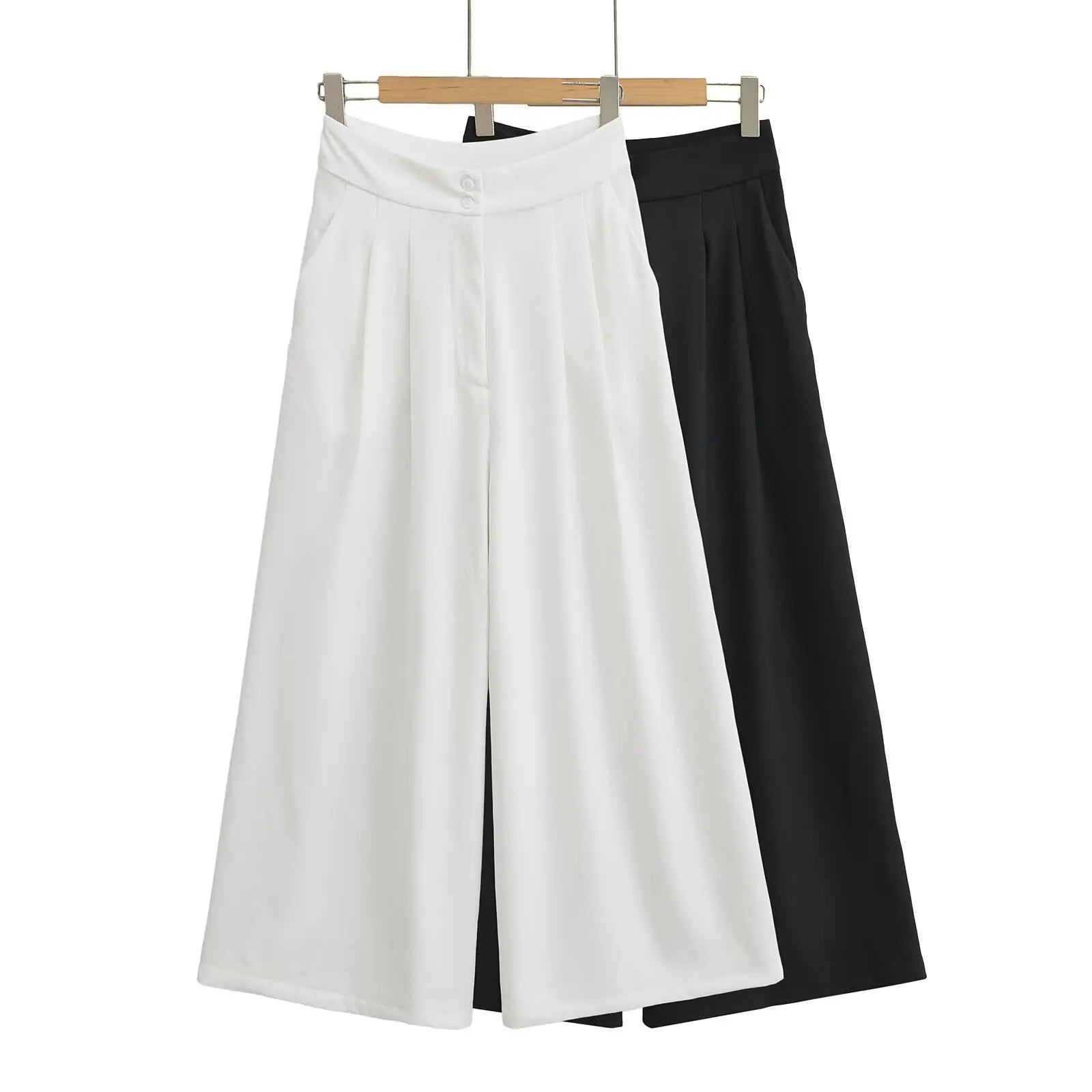 Summer Women's Casual Two-Piece Suit with Lace-Up Tank Top and Pleated Loose Trousers