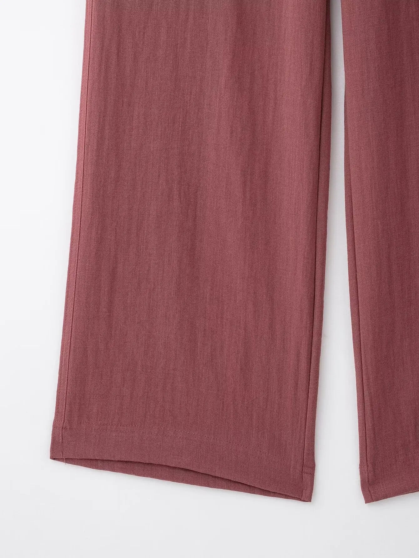 Women's V-Neck Long-Sleeve Side Tie Kimono Top and Elastic Waist Trousers Casual Chic Suit