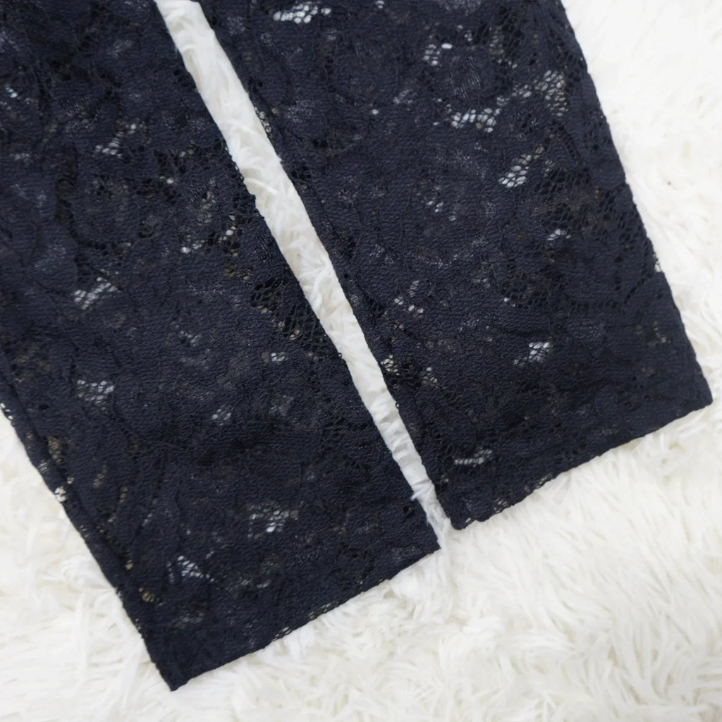 Sexy Sheer Floral Lace Jumpsuit with Overlay Skirt Stretchy Skinny One Piece Romper for Nightclub Party Women Clubwear