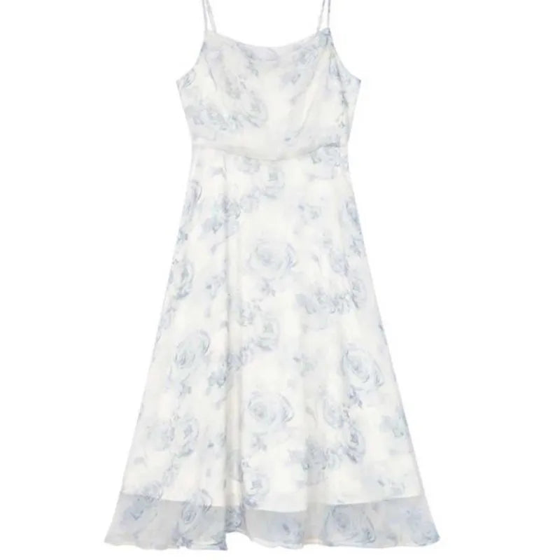 Chiffon Summer Party Midi Dress for Women High Waist