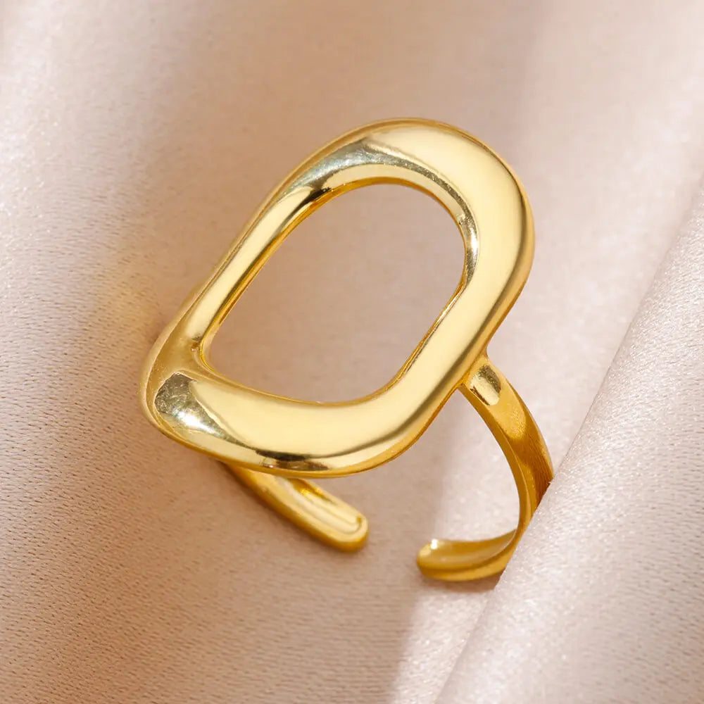 Gold 316L Stainless Steel Rings for Women Luxury Wedding Couple Jewelry Classic Design