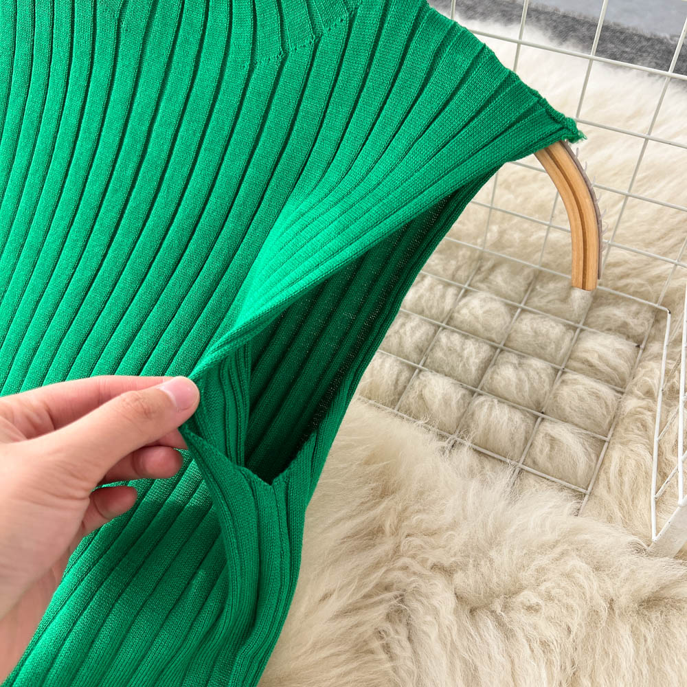 3 Piece Knitted Tracksuit Set for Women Comfy Loungewear with Long Cardigan Coat Turtleneck Vest and Pants