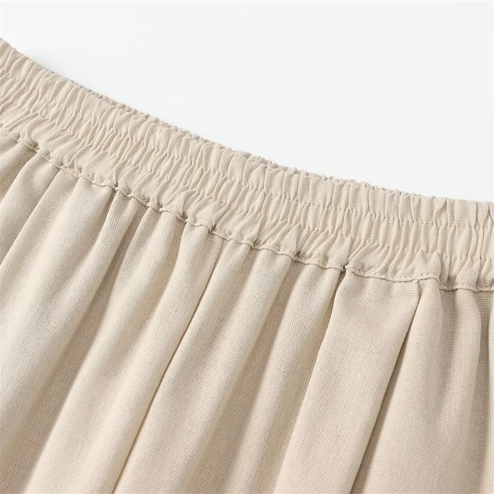 Women's Casual Linen Blended Wide Sleeve Shirt and Straight Leg Pants Set