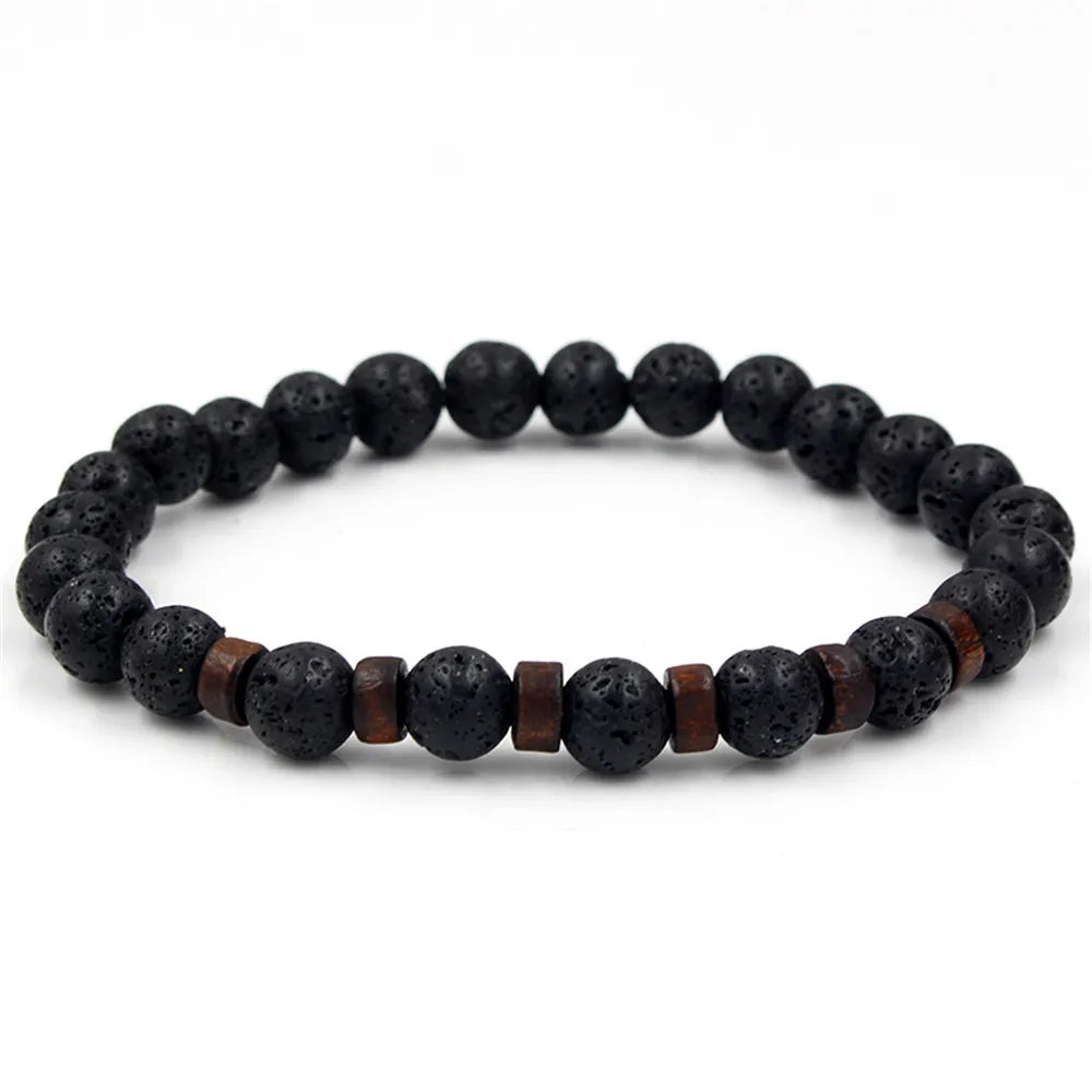 Volcanic Stone Lava Bead Bracelet for Men and Women with Tibetan Buddha Charm - Unique Natural Jewelry Gift