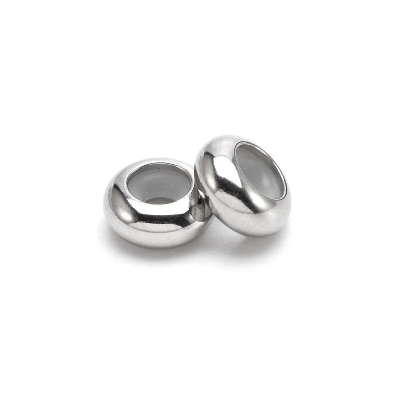 10 Pieces Stainless Steel Stopper Clip Beads Charms with Rubber Insert for DIY Bracelet and Bangle Jewelry Making