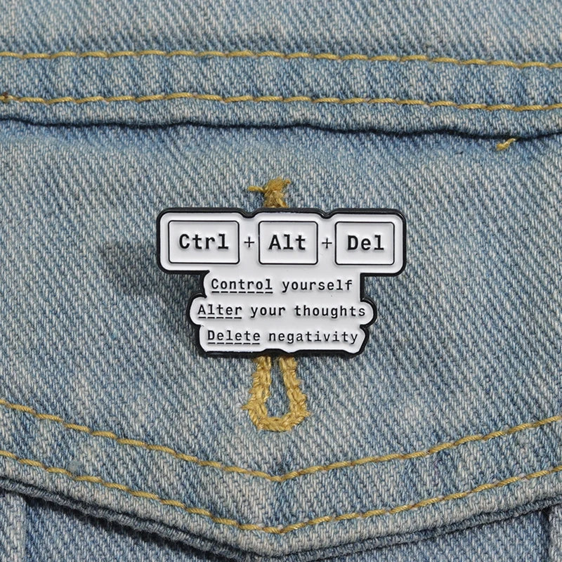 Custom Quotes Enamel Pins with Funny Phrases and Positive Sayings Rainbow Text Brooch Lapel Badge Jewelry Gift for Friends