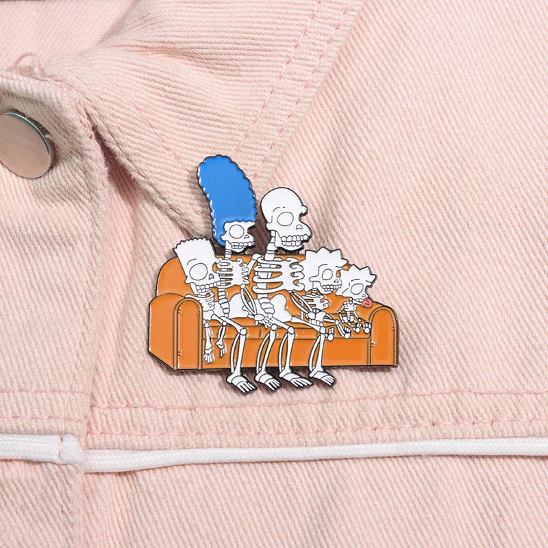 Animated Punk Skull Enamel Brooch Funny Cartoon Metal Pin for Backpack and Lapel Accessories Gift