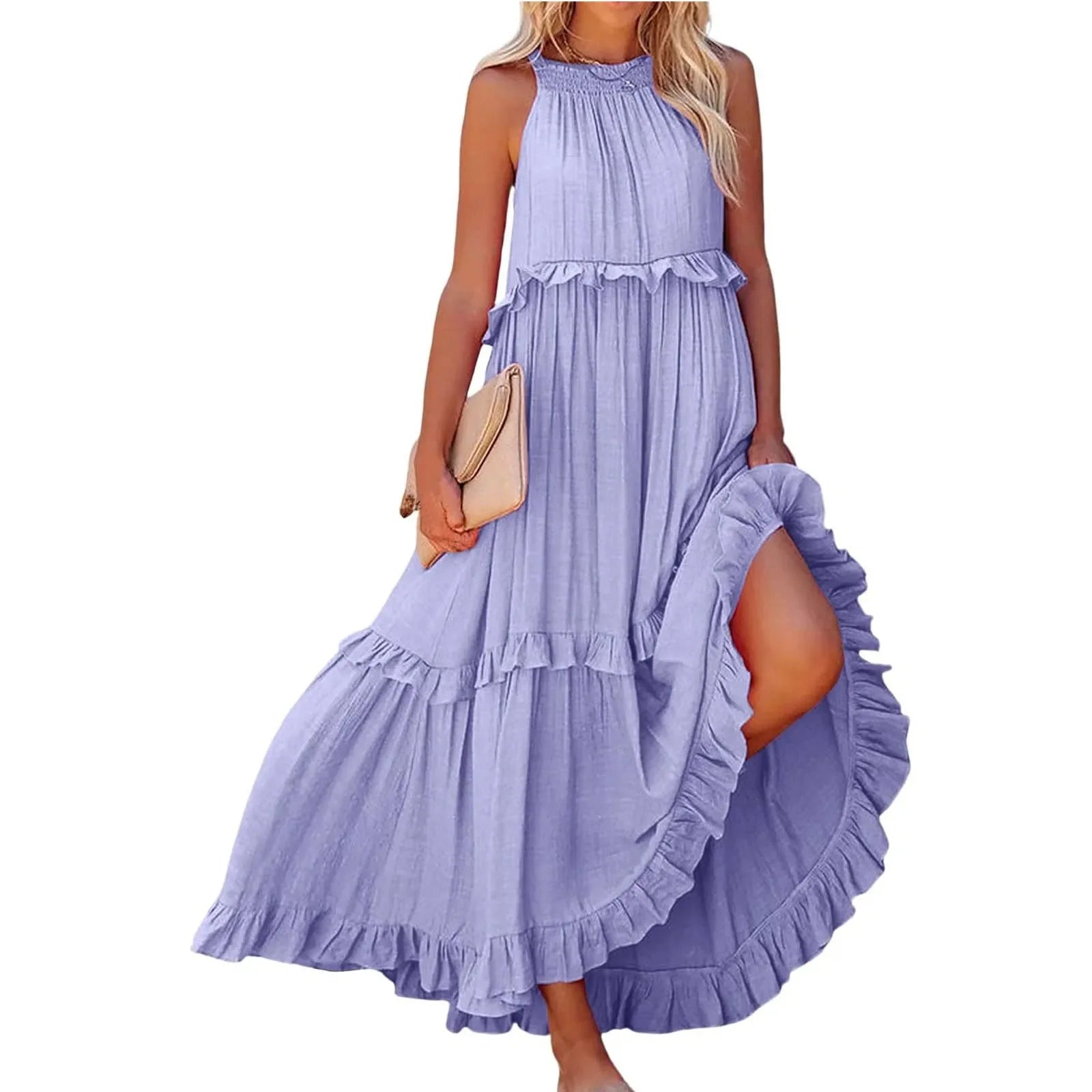Women Summer Maxi Dress Lightweight Beach Swing Dress
