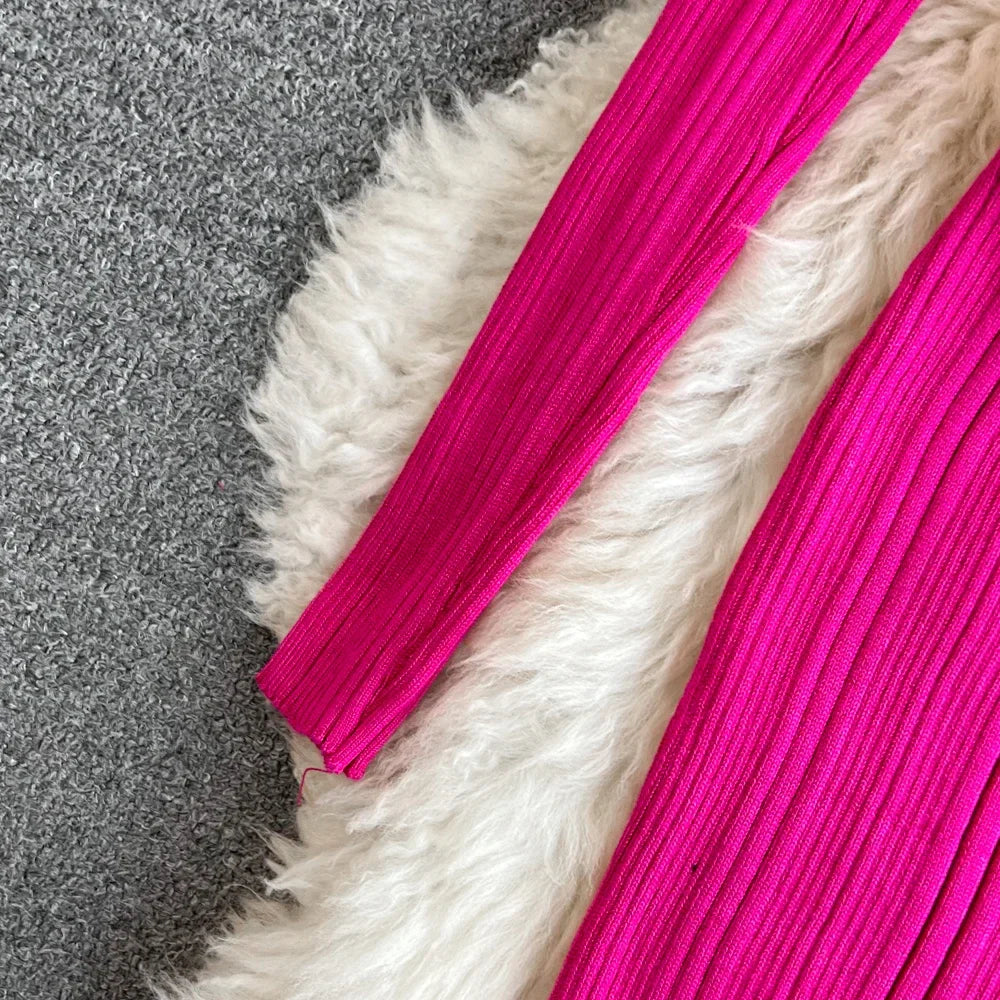 Long Sleeve Knitted Bodycon Dress For Women Autumn Retro