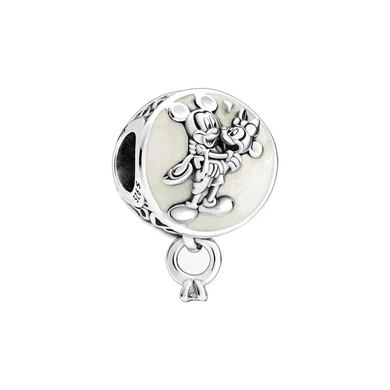 Disney 925 Sterling Silver DIY Charm Compatible With 3mm Bracelets Featuring Mickey Mouse Ferris Wheel And Suitcase Designs