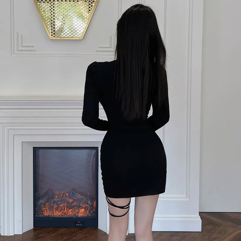 Red Off Shoulder Square Collar Party Dress With Long Sleeve