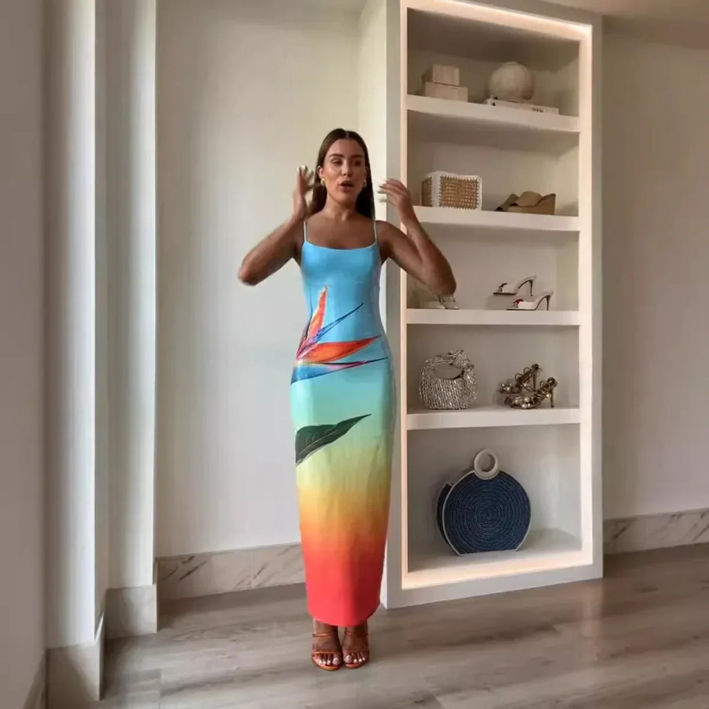 Sequin Print Suspender Dress for Casual Party Wear