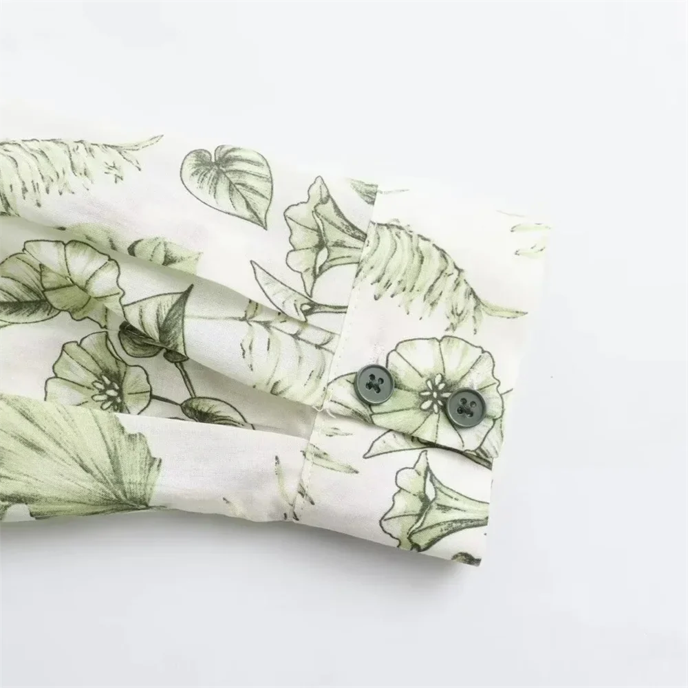 Casual Loose Printed Shirt and Wide Leg Pants Set for Women