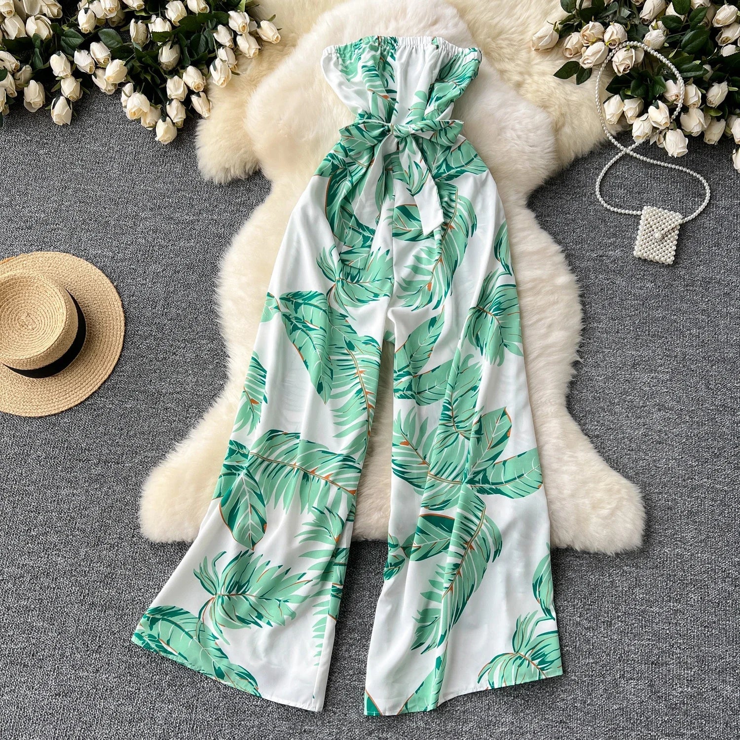 Printed Suspender Jumpsuit For Women Casual Romper