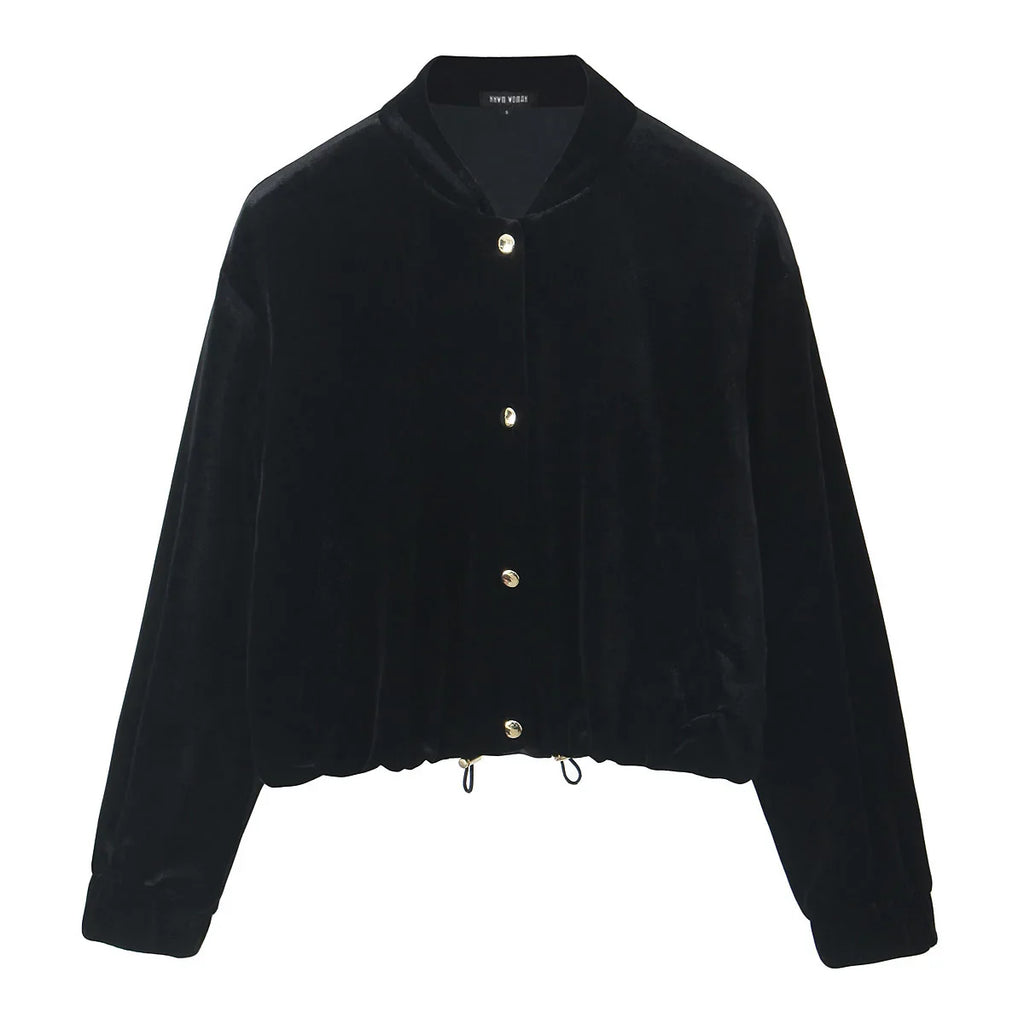 Women's Fashion Velvet Trouser Set with Wide Leg Pants and Long Sleeve Coat Top for Stylish Streetwear Outfit