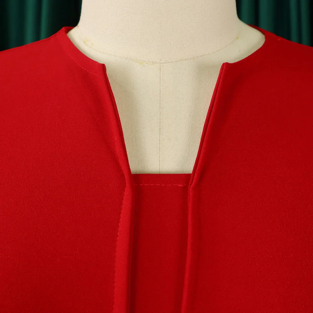 V Neck Office Sheath Dress For Women Belted Midi Style