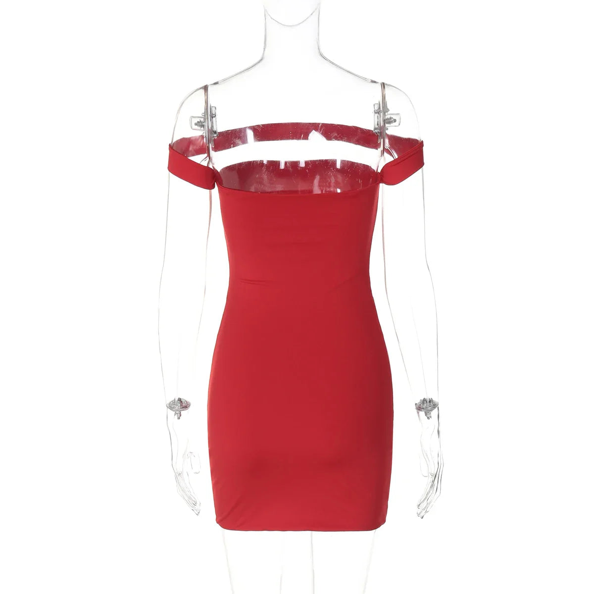 Solid Slash Neck Sleeveless Bodycon Mini Dress For Summer