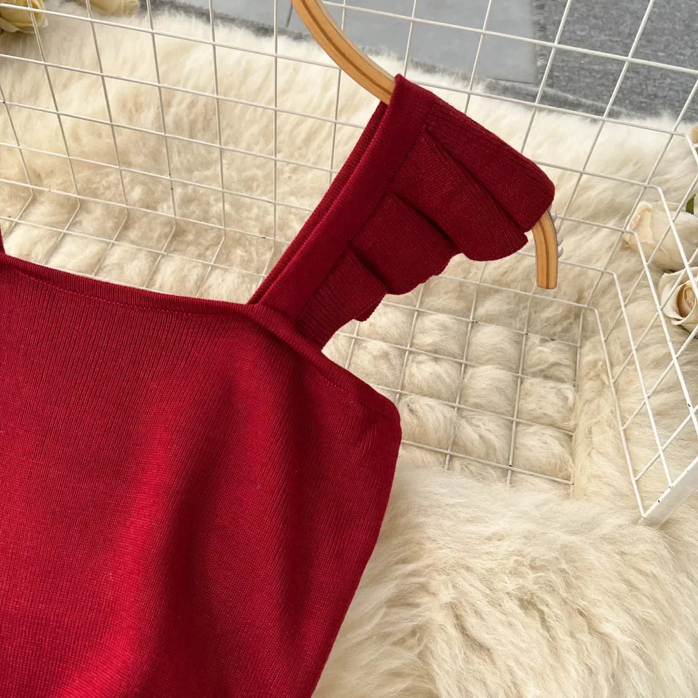 Sleeveless Wrap Midi Dress Hollow Split For Summer Beach