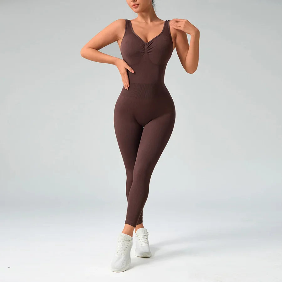 Seamless One-Piece Jumpsuit for Women Tummy Control Gym Wear Butt-Lifting Yoga Fitness Overalls Sport Pants Activewear Leggings