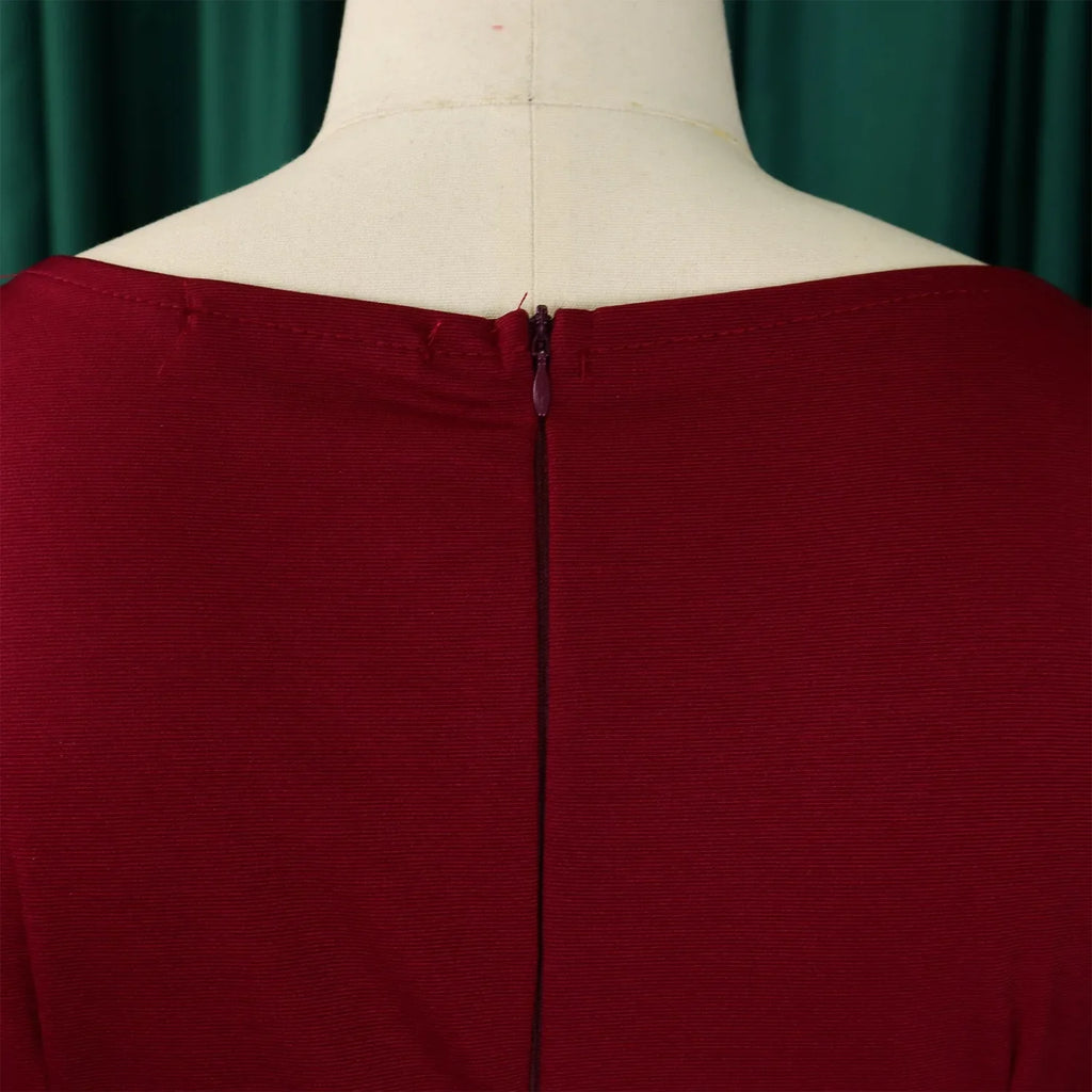 Professional Midi Office Dress for Women with Long Sleeves