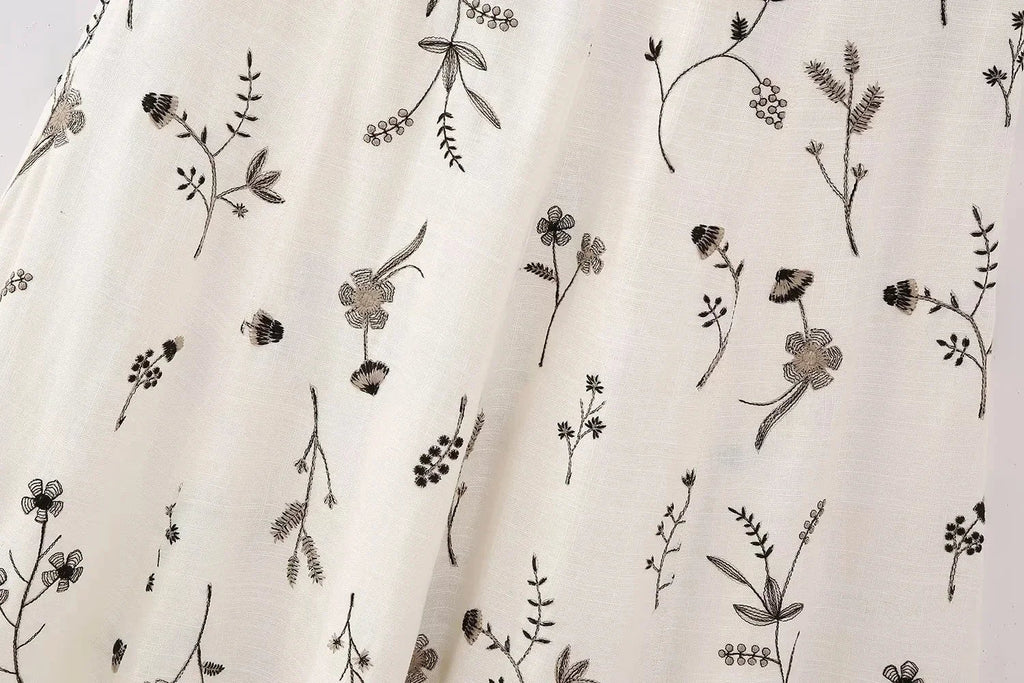 Summer Women Two Piece Set Embroidered Bowknot Short Sling Top with Elegant Midi Skirt Slim Fit Casual Fashion Outfit