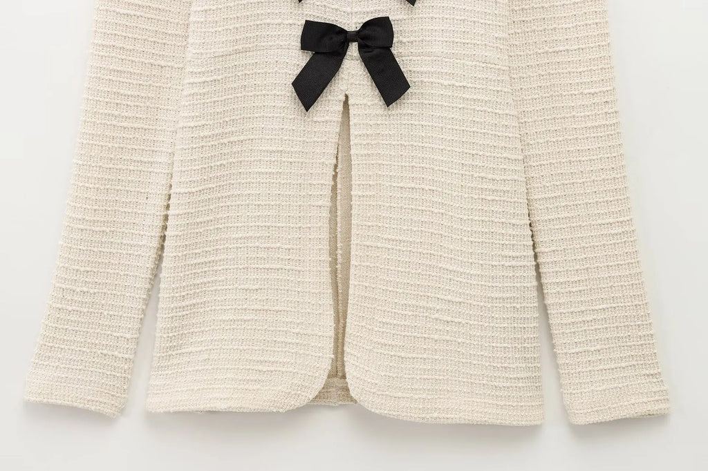 Women's Casual Chic Bow Top and Flared Pants Suit Set for Spring and Summer