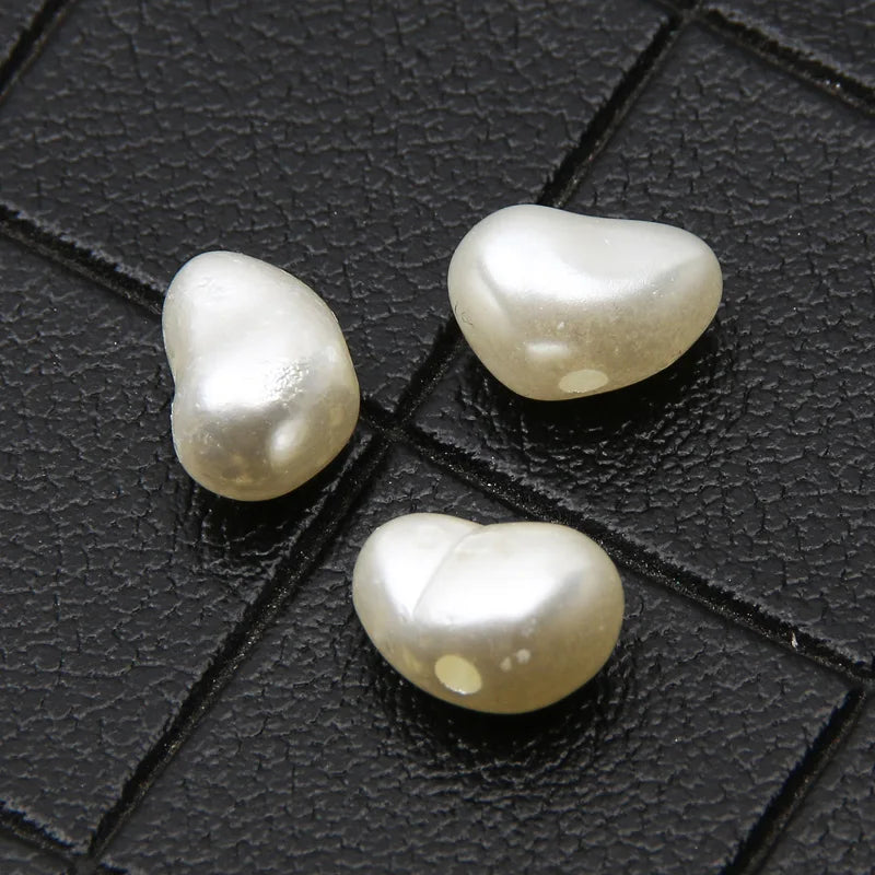 100pcs 7x10mm Irregular Beige Acrylic Pearl Beads for Jewelry Making and DIY Bracelet Necklace