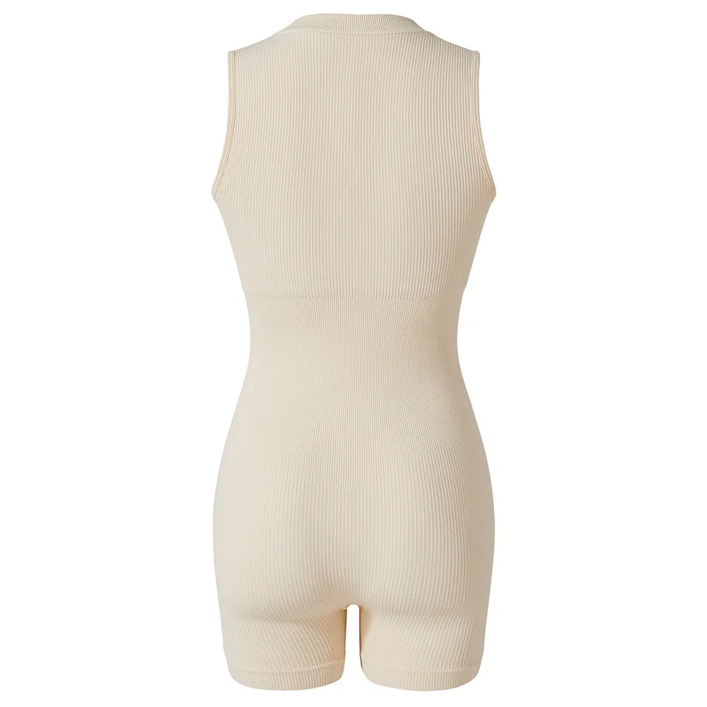 Zipper XL Size Sleeveless Jumpsuit Bodysuit for Women Summer Romper Overalls Streetwear Fashion Outfits