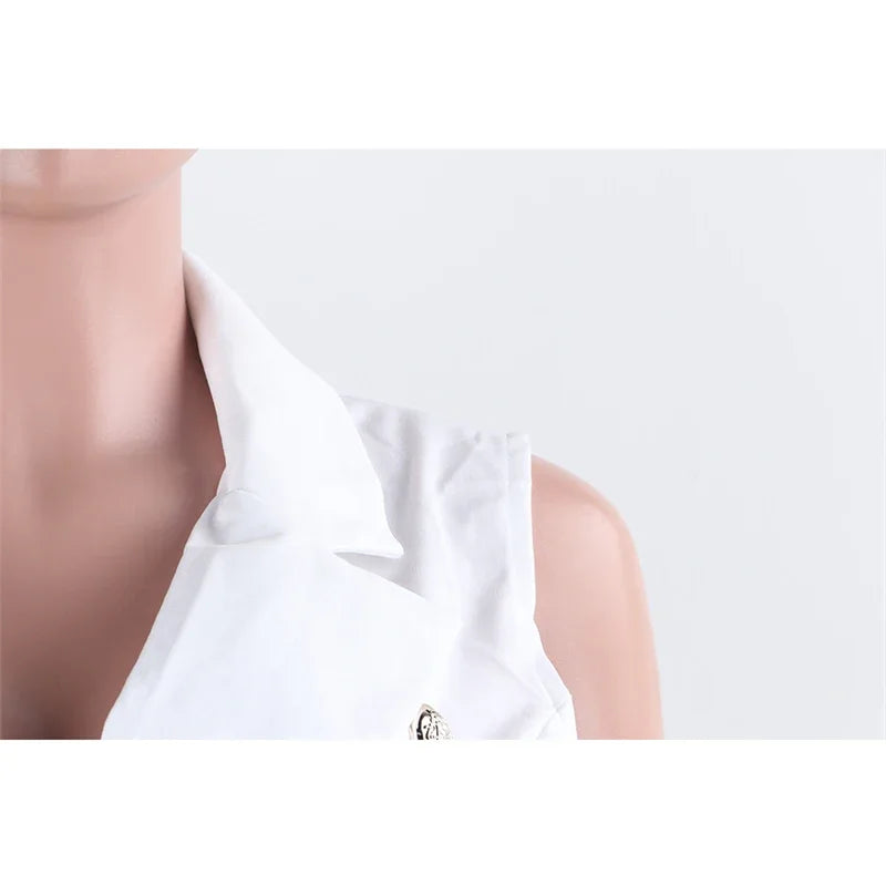 Elegant Women's Two Piece Suit Set with Sleeveless Blazer