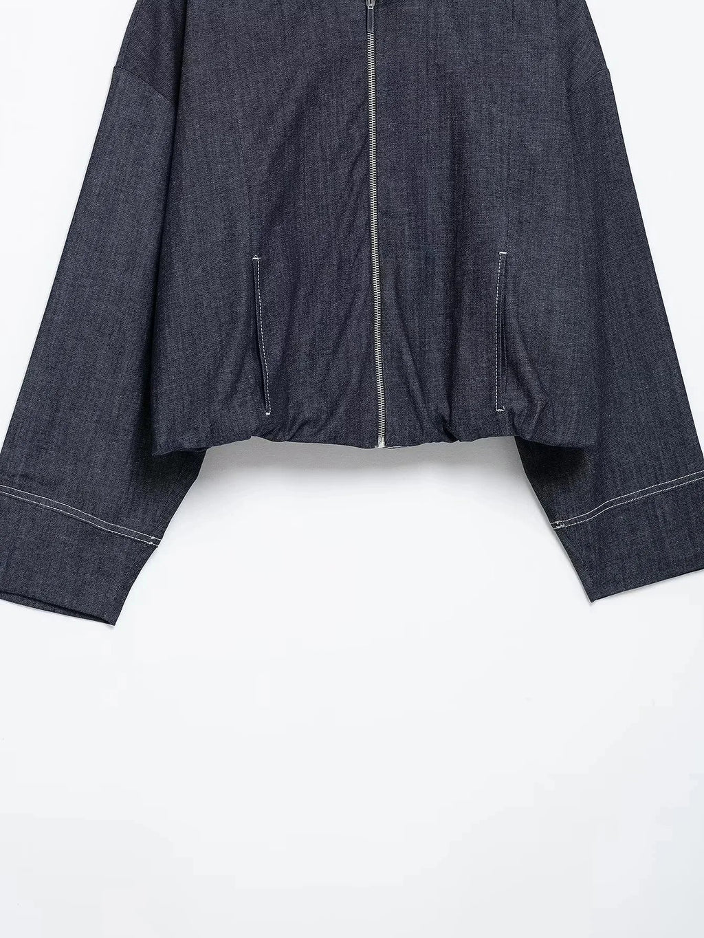 Casual Denim Loose Fit Women Suit Set with O Neck Zipper Bomber Jacket and Pleated Mini Skirt Vintage Inspired Spring Summer Fashion Ensemble