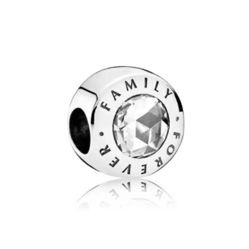 925 Sterling Silver Family Tree Heart Pendant Beads for DIY Bracelets