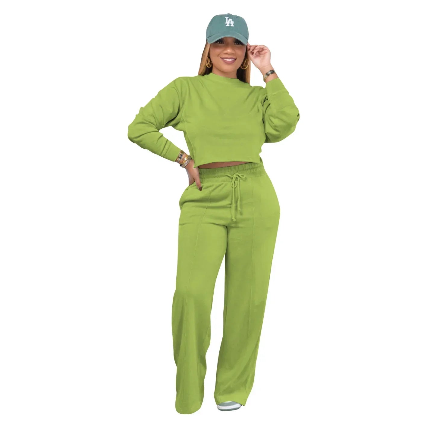 Women Winter Tracksuit Set Pullover Top and Pants 2 Piece Casual Outfit Thicken Warm Solid Color Suit