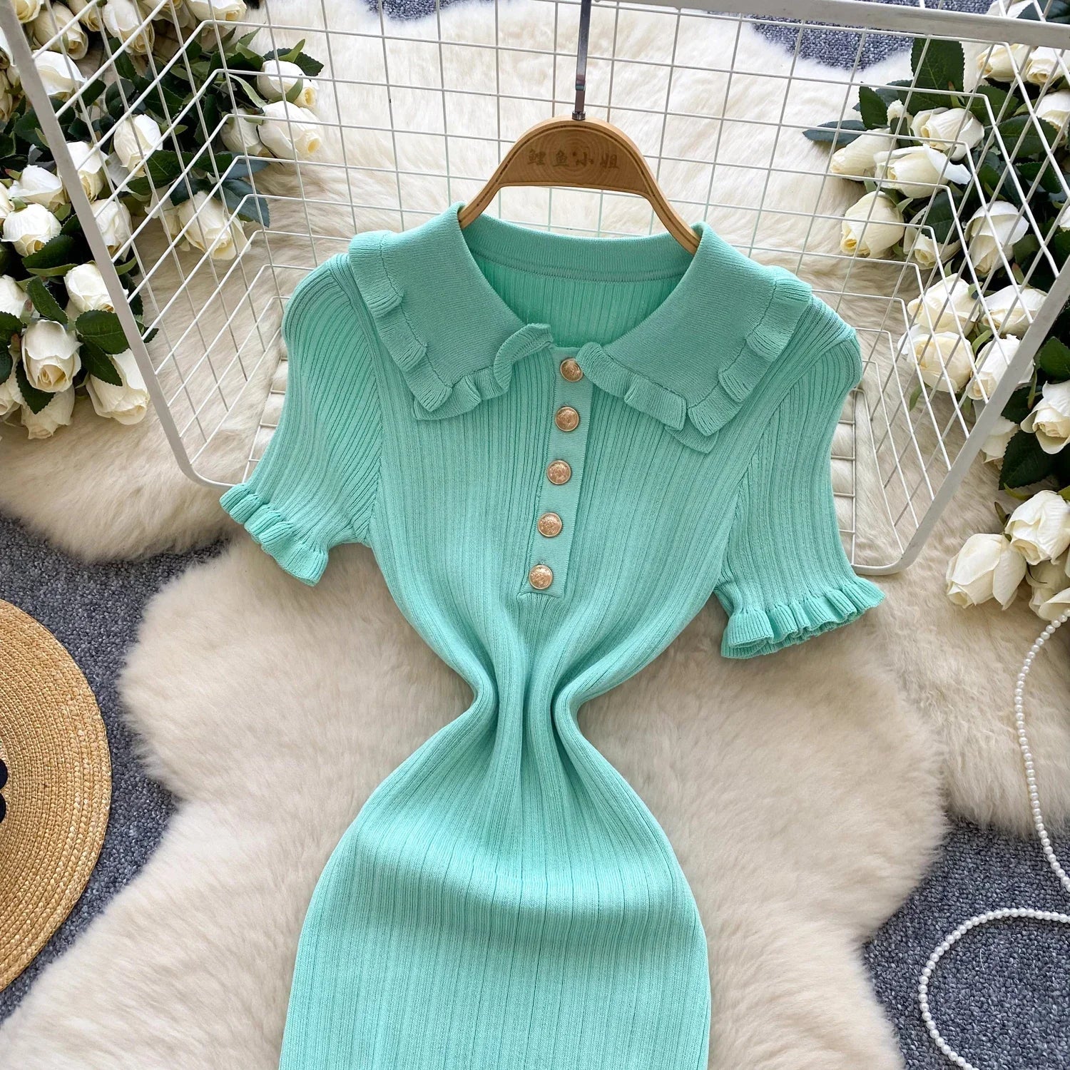 Knit Bodycon Sundress for Women With Striped Pattern